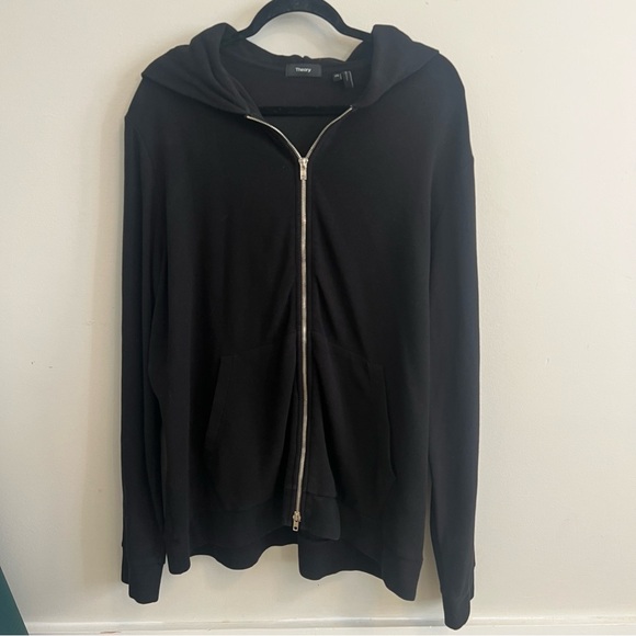 Theory Black Zip-Up Sweatshirt